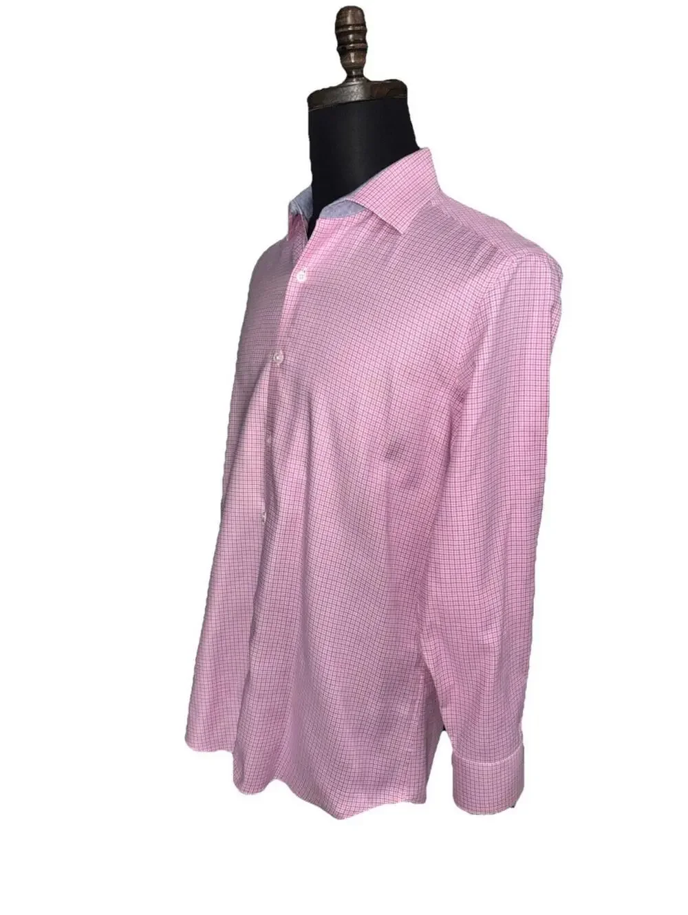 TAILORBYRD Men’s Cotton Non-Iron Trim Fit Shirt In Pink Check-Size 15.5|Medium - Picture 6 of 13